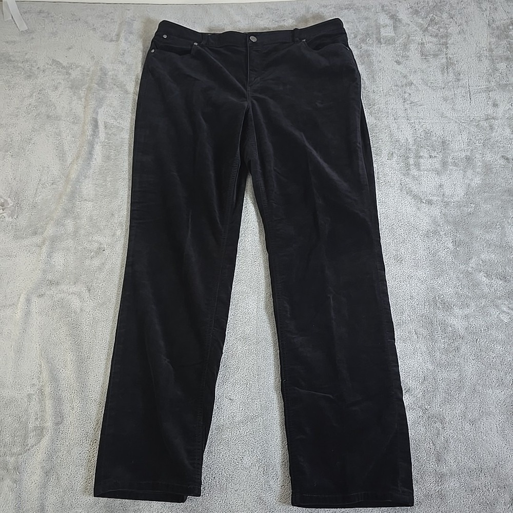 Talbots Pants Womens 16 Straight‎ Black Velvet Flawless 5 Pocket Casual Normcore